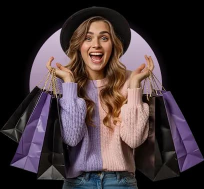 Girl with shopping bags excited