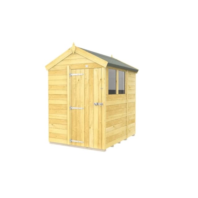 Buttercup Farm 5 x 6 Feet Apex Shed - Single Door W/ Windows - L187 x W147 x H217cm in Brown Brown Unisex