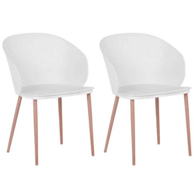 Beliani Set Of 2 Dining Chairs Blaykee White