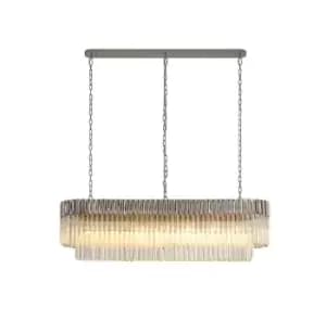 Pendant Rectangle 7 Light E14, Polished Nickel, Clear Glass, Item Weight: 28kg