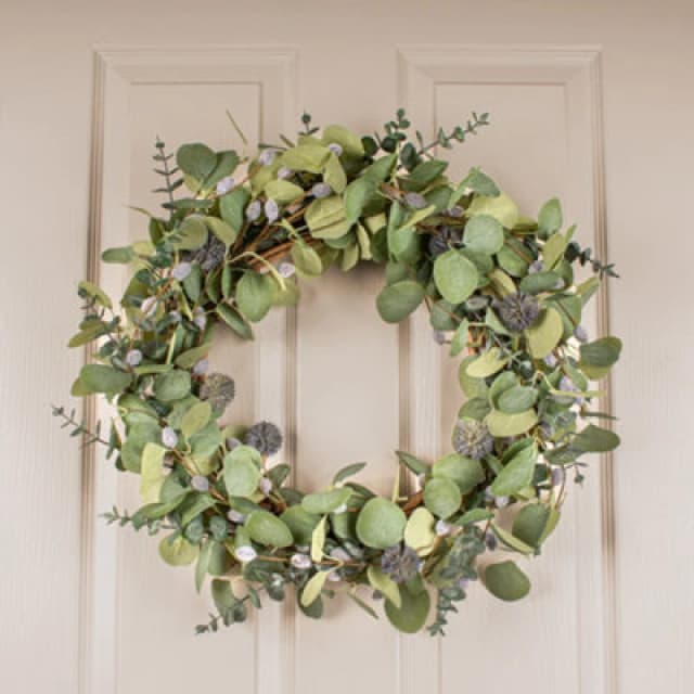Artificial Eucalyptus and Pussy Willow Wreath