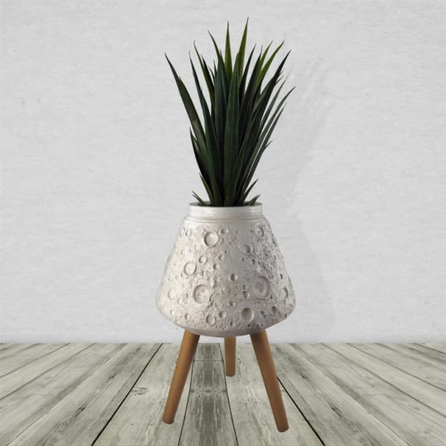 Leaf Moon White Planter with Stand White