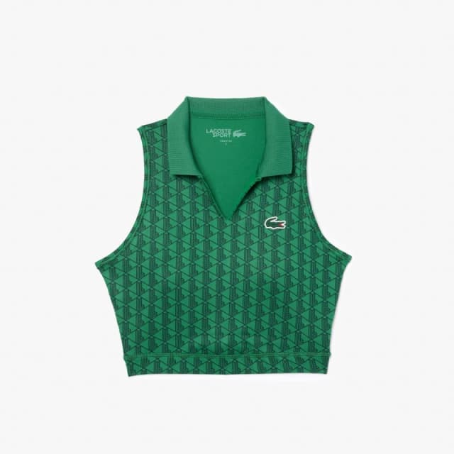 Lacoste Monogram Print Stretch Sports Bra - Green Green XS