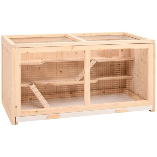 VIDAXL Hamster Cage 89.5x45x45cm Solid Wood Fir Vidaxl 8720845956318