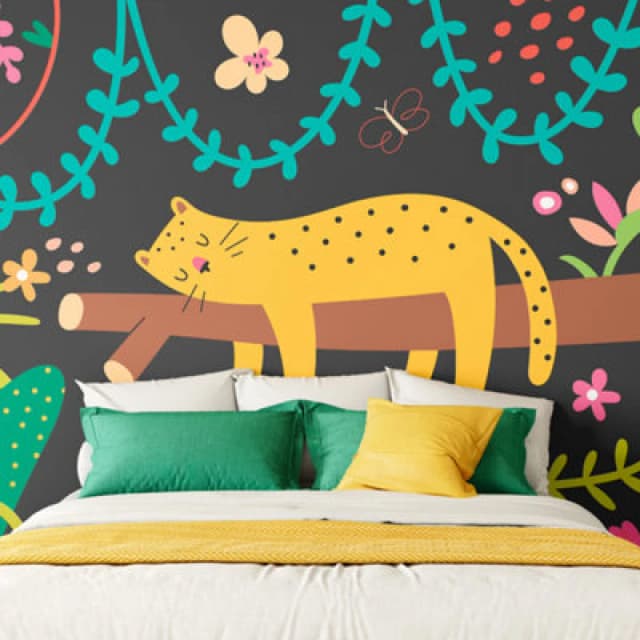 Origin Murals Sleeping Jungle Leopard Black Matt Smooth Paste The Wall 350Cm Wide X 280Cm High