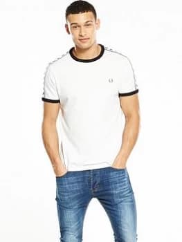 Fred Perry Sports Authentic Taped Ringer T-Shirt - White Size M Men
