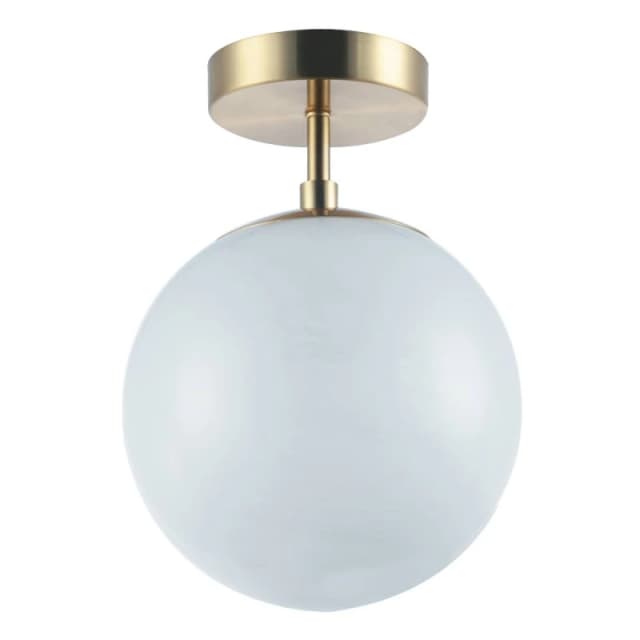 Happy Homewares Modern Snowflake Glass Globe Bathroom Ceiling Light in Antique Brass in Metallic Gold Metallic Gold Unisex