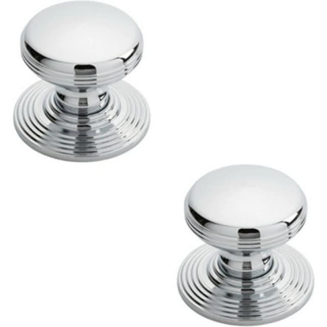 Loops 2x Smooth Ringed Cupboard Door Knob 35mm Dia Polished Chrome Cabinet Handle Multi unisex