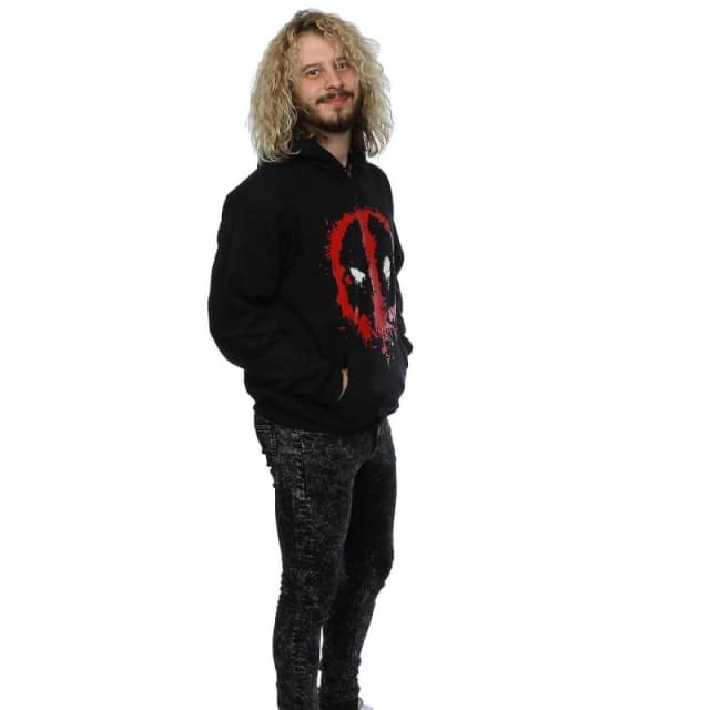 Deadpool Deadpool Men Splat Face Cotton Hoodie in Black Size: Small Black S Male 5063377481150