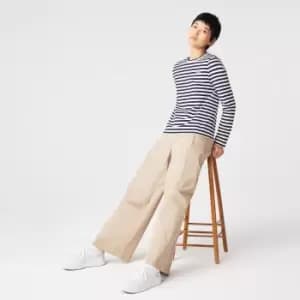 Lacoste Womens Striped Jersey Cotton T-Shirt Size 8 Black/white