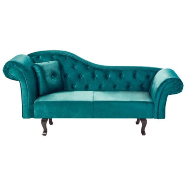 Beliani Left-Hand Chaise Lounge Lattes Ii Velvet Emerald Green With Cushion