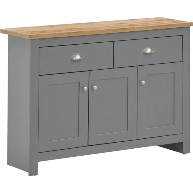 Timber Art Design Lisbon Sideboard 3 Doors 2 Drawers Buffet Storage Cabinet Cupboard Light Grey
