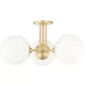 Ceiling light Stella Brass Steel 3 bulbs 26.7cm
