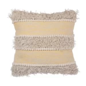 Sass & Belle Yellow Scandi Boho Tufted Stripe Cushion