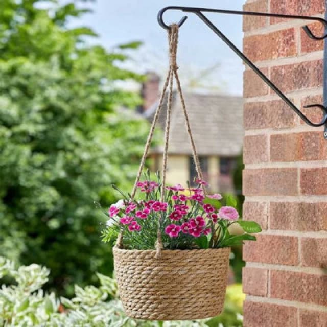 Smart Garden 20Cm 8" Weaver Woven Jute Hanging Pot Basket Planter Lined