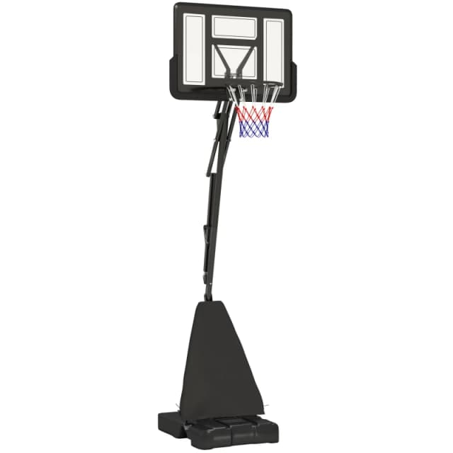 SPORTNOW 2.45-3.05m Portable Basketball Hoop and Stand with Wheels - Red - Black TJ Hughes 5063603650961