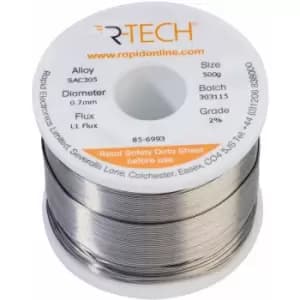 856993 SAC305 Solder 2% L1 Flux 0.5% Halide 0.7mm 500g Reel - R-tech