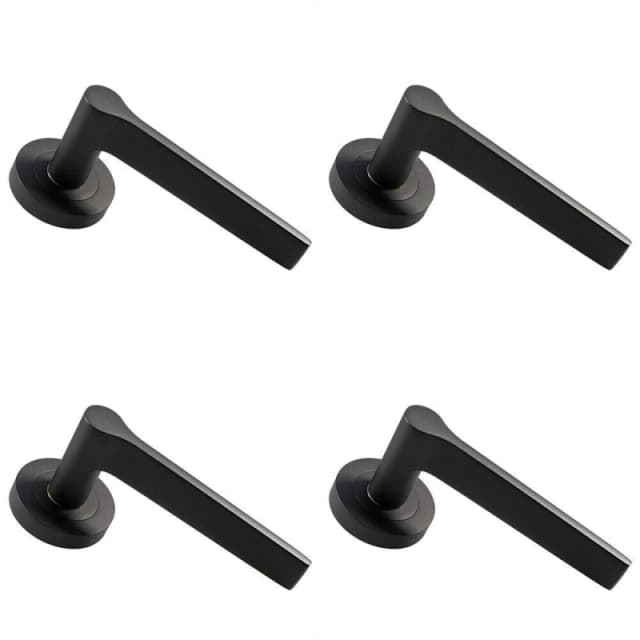 Loops 4x PAIR Straight Rounded Handle on Round Rose Concealed Fix Matt Bronze Multi