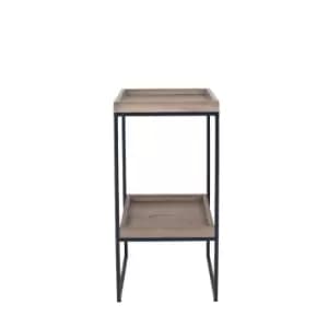 Houston Natural Wood Veneer + Black Metal Side Table Natural/Black
