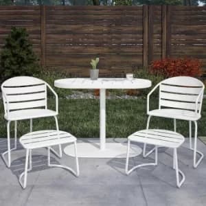 Metro Retro 5 Piece Patio Nesting Bistro Set White, white