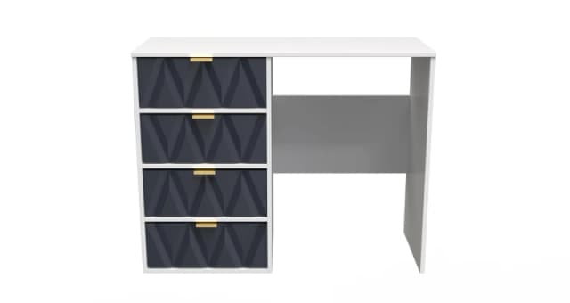 Welcome Furniture Ready Assembled Diamond 4 Drawer Vanity In Indigo Matt & White, Blue DIF028IMW