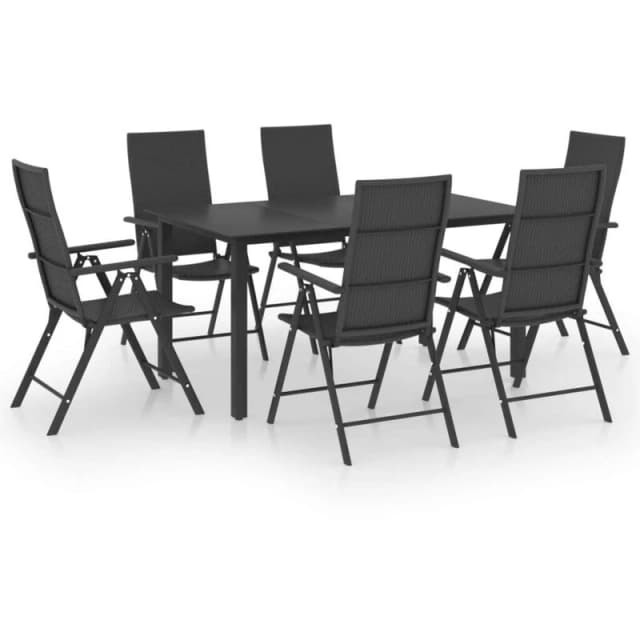 VIDAXL 7 Piece Garden Dining Set Black Vidaxl 8720286228159