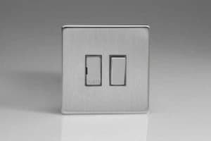 Varilight 1 Gang (Single), 13 Amp Switched Fused Spur, Dimension Screwless Brushed Steel - XDS6DS