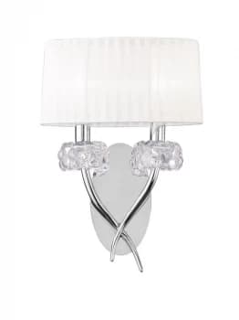 Wall Lamp 2 Light E14, Polished Chrome with White Shade