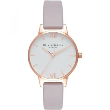 White Dial Midi Dial Rose Gold & Grey Lilac Watch
