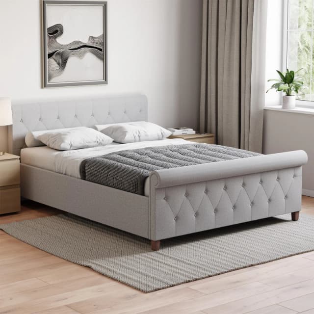 Lassic Vittorio King Size Bed & Mattress Set Light Grey Line unisex King Size