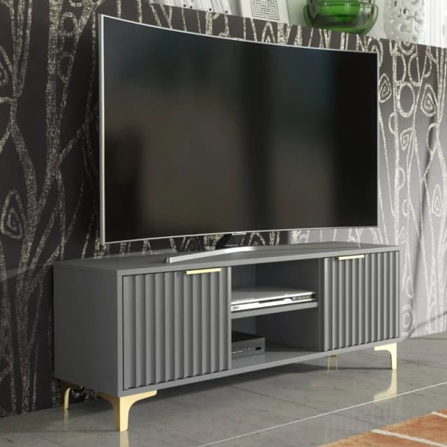 Creative Furniture Tide Crest TV Unit 120cm - Dark Grey & Gold Dark Grey Unisex