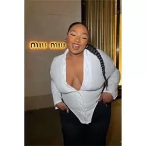 I Saw It First White Plus Size Cotton Poplin Mini Shift Dress With Puff Sleeves - White