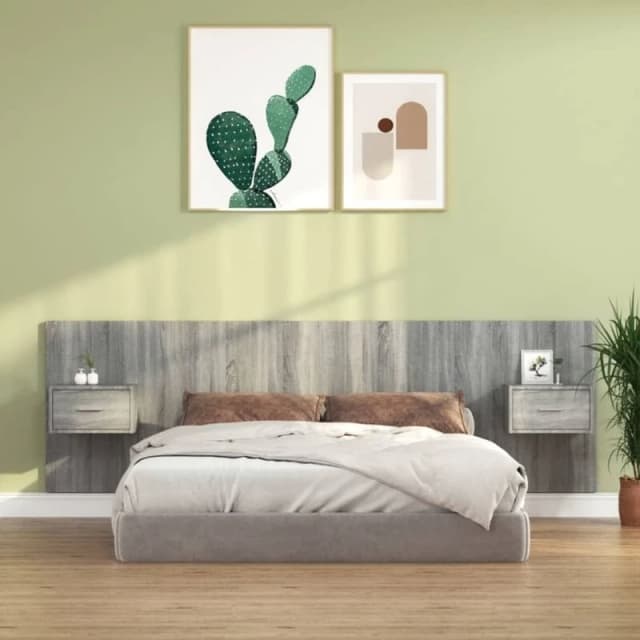 VIDAXL Bed Headboard with Cabinets Grey Sonoma Engineered Wood vidaXL 8720287121664