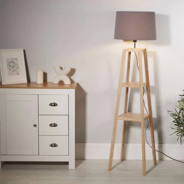 Lighting Collection Wooden Plant Stand Lamp Natural unisex One Size