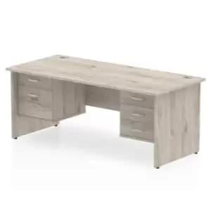 Impulse 1800 Rectangle Panel End Leg Desk Grey Oak 1 x 2 Drawer 1 x 3 Drawer Fixed Ped