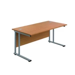 Jemini Rectangular Cantilever Desk 1200x600x730mm Nova Oak/Silver KF806226