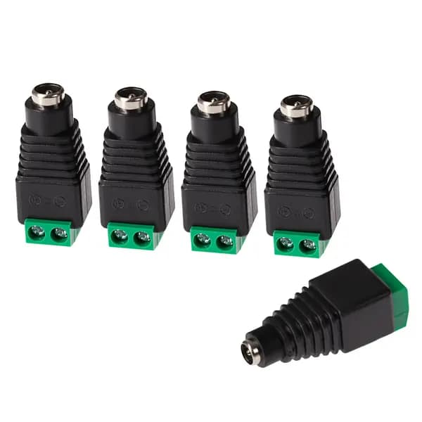 Maplin Maplin Female DC to Twin Cable to 5.5 x 2.1mm DC Power Plug for CCTV - Black, Pack of 5 096PAM