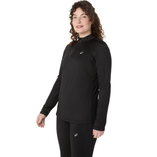 Asics Core Ls 1/2 Zip Winter Top Running Womens Black female 8 (XS)