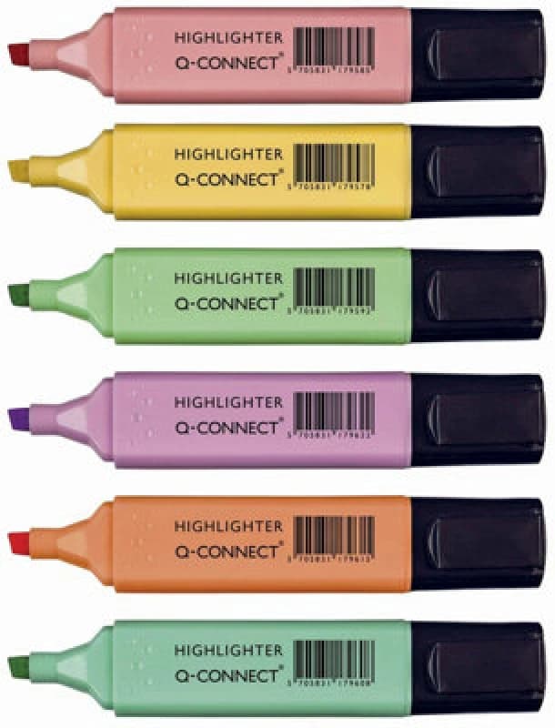 Q-Connect Highlighter Assorted (6 Pack) 9608200000
