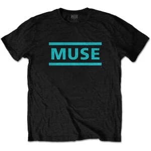 Muse - Light Blue Logo Unisex Large T-Shirt - Black