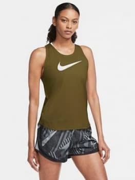 Nike Running Swoosh Tank, Olive Size M Women