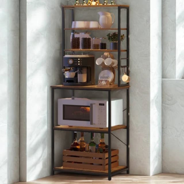 Pirlo Plush Industrial 6 Tier Wide Kitchen Storage Rack With Shelves in Brown Brown Unisex