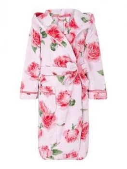 Monsoon Girls Sustainable Rose Print Chunky Robe - Pink