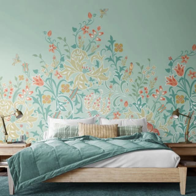 Origin Murals Trailing Lily - Duck Egg Blue Matt Smooth Paste The Wall Mural 350Cm Wide X 280Cm High