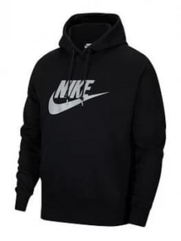 Nike Club Reflective Graphic Overhead Hoodie - Black