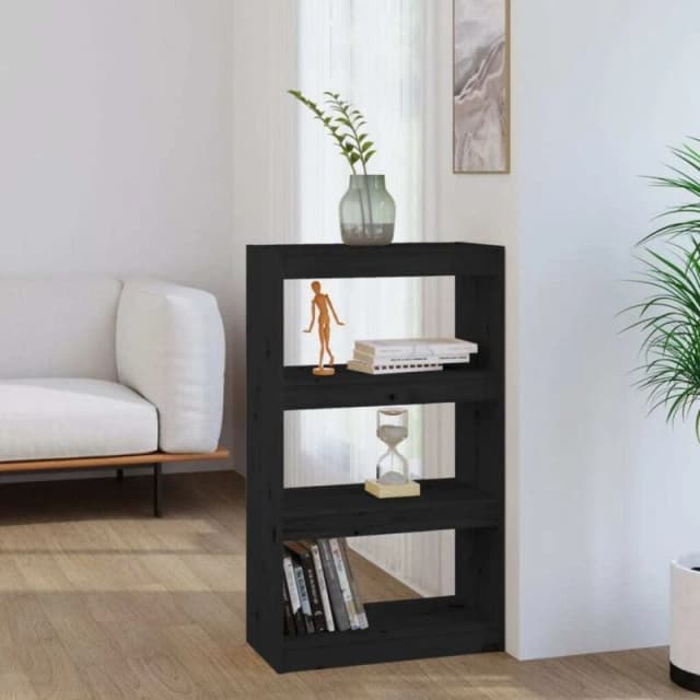 VIDAXL Book Cabinet/Room Divider Black 60x30x103.5cm Solid Wood Pine Vidaxl 8720286608678