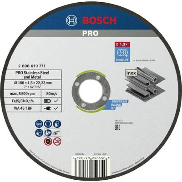 Bosch Accessories Bosch Accessories Standard for Inox 2608619771 Cutting disc (straight) 180 mm Stainless steel 2608619771