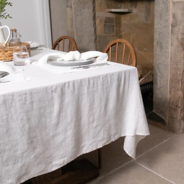 Native Natural Elegant White Pure Linen Tablecloth White Unisex