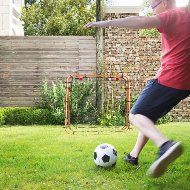 HOMCOM Rebounder Net Football Target Goal with Adjustable Angles, Orange A60-003V00OG