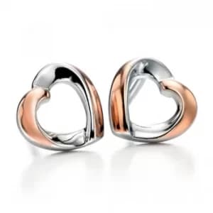 Fiorelli Silver Rose Gold Heart Studs